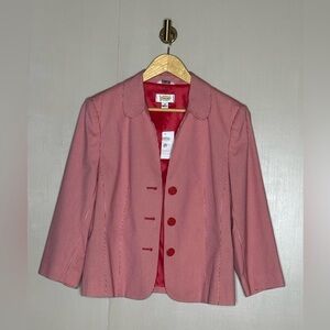 Talbots NWT Red Gingham Blazer Jacket Tailored Cotton Stretch Size 10